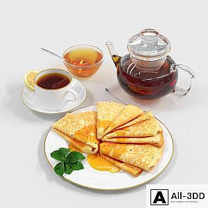 Still life. Pancakes with Honey (Pancakes with honey)