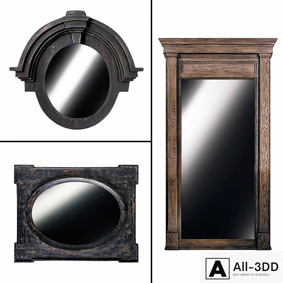 Mirror for wall 50 modern interior 3D model Mirror for wall 50