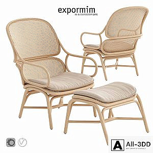 Expormim Frames Armchair with ottoman