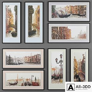 A set of paintings depicting Venice from Ugo Baracco