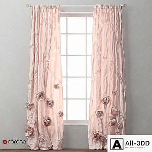 RH / WASHED APPLIQUED FLEUR DRAPERY