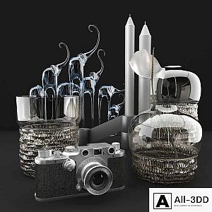 Vases and camera Leica