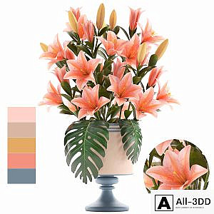 Collection of flowers 57. Bouquet of Lilies, flower, vase, decor