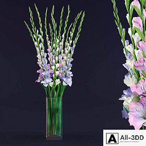 gladiolus bouquet in glass vase