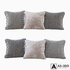 A set of pillows: beige velvet, chevron and goose paw (Pillows beige velvet chevron and houndstooth)