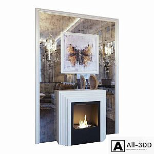 Karla's fireplace, Feiss Gianna FE GIANNA3W sconce, picture and mirror panel