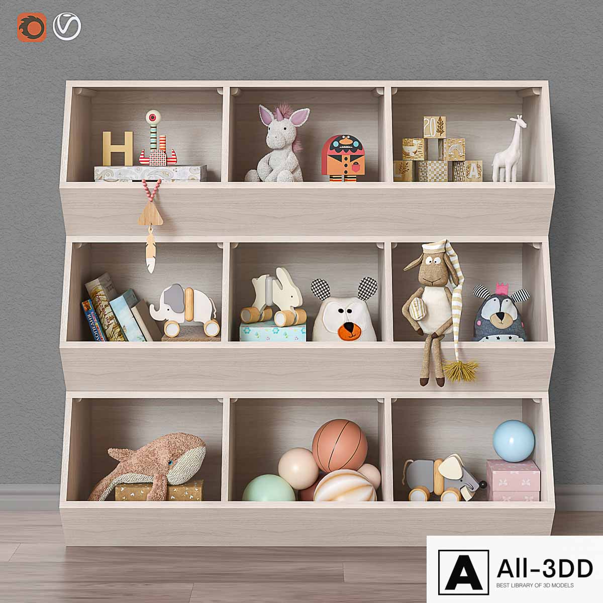 Toys and furniture set 37 (3 colors) modern interior 3D model Toys and furniture set 37 (3 colors)