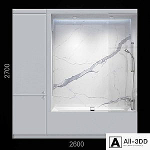 White bathroom with closet.