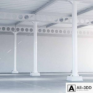 Metal ceiling girder system with columns 02