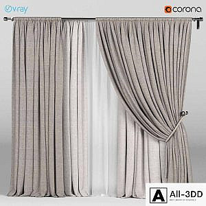 Wide brown curtains with a garter on a rope + white tulle.
