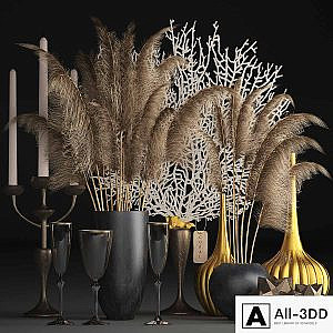 Bouquet of dried flowers 72. pampas grass, decor, vase, coral, dried flower, natural decor, eco design, table decoration