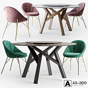 Calligaris Jungle round table Lilly chair set