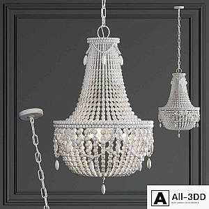 Chandelier RH Anselme White Wood Large Chandelier