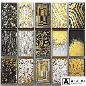 A collection of paintings. Gold. four. wall decor, a set of paintings, luxury, panels, gold, white, black, set, decorative, abstraction, pattern