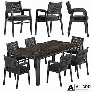 Flexform Ortigia chair Iseo table set