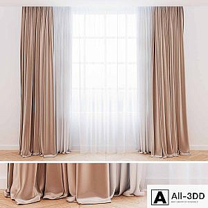 Curtains beige with tulle | Modern curtains