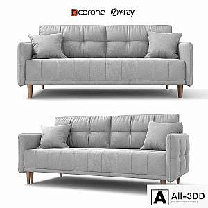 Sofa - bed "Tadeusz", gray, velor, from Hoff