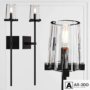 Restoration Hardware PAUILLAC TORCHE SCONCE Glass shade and Black