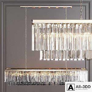 Restoration Hardware 1920S ODEON CLEAR GLASS FRINGE RECTANGULAR CHANDELIER 71 Nickel