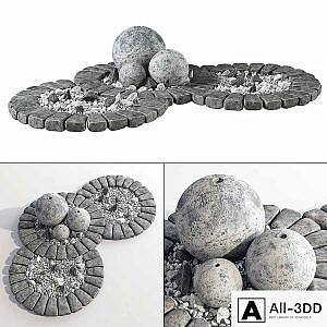 Flowerbed with stone decor / flowerbed with stone decor