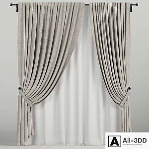 Brown curtains in the background.