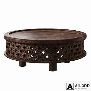 West Elm Carved Wood Coffee Table
