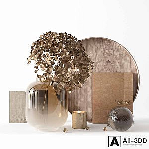 Decorative set with dryed hydrangea