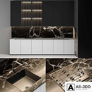 Modern black & white kitchen