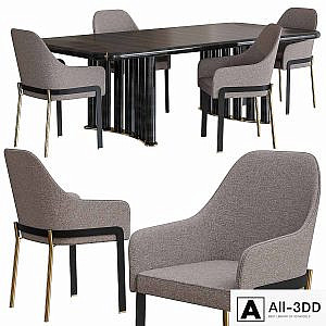 Opera Contemporary Oliver Table and Stacy Armchair Dining Set