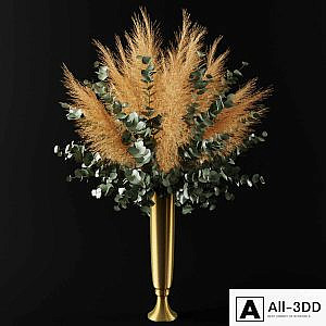 Bouquet of pampas grass and eucalyptus branches