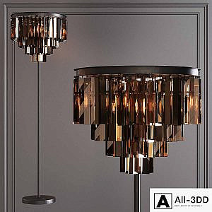 Restoration Hardware 1920S ODEON SMOKE GLASS FLOOR LAMP 4-TIER Black
