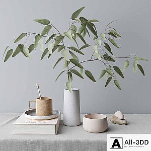 decorative set with eucalyptus branch