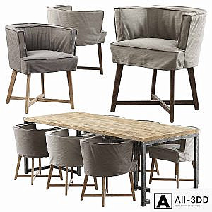 Leeff / Woodie Stoel + Industrial Table