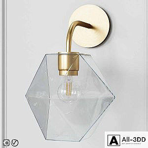 West Elm Sculptural Glass Faceted Sconce Clear