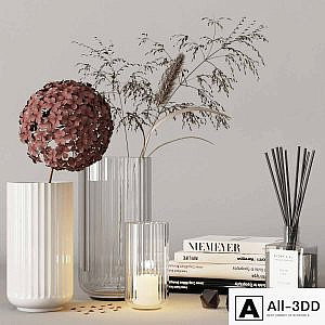 decorative set with hydrangea and field plants 08