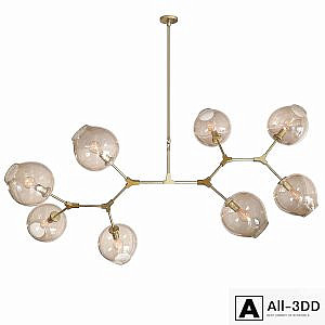 Ceiling lamp Branching Bubbles Gold 8 lights