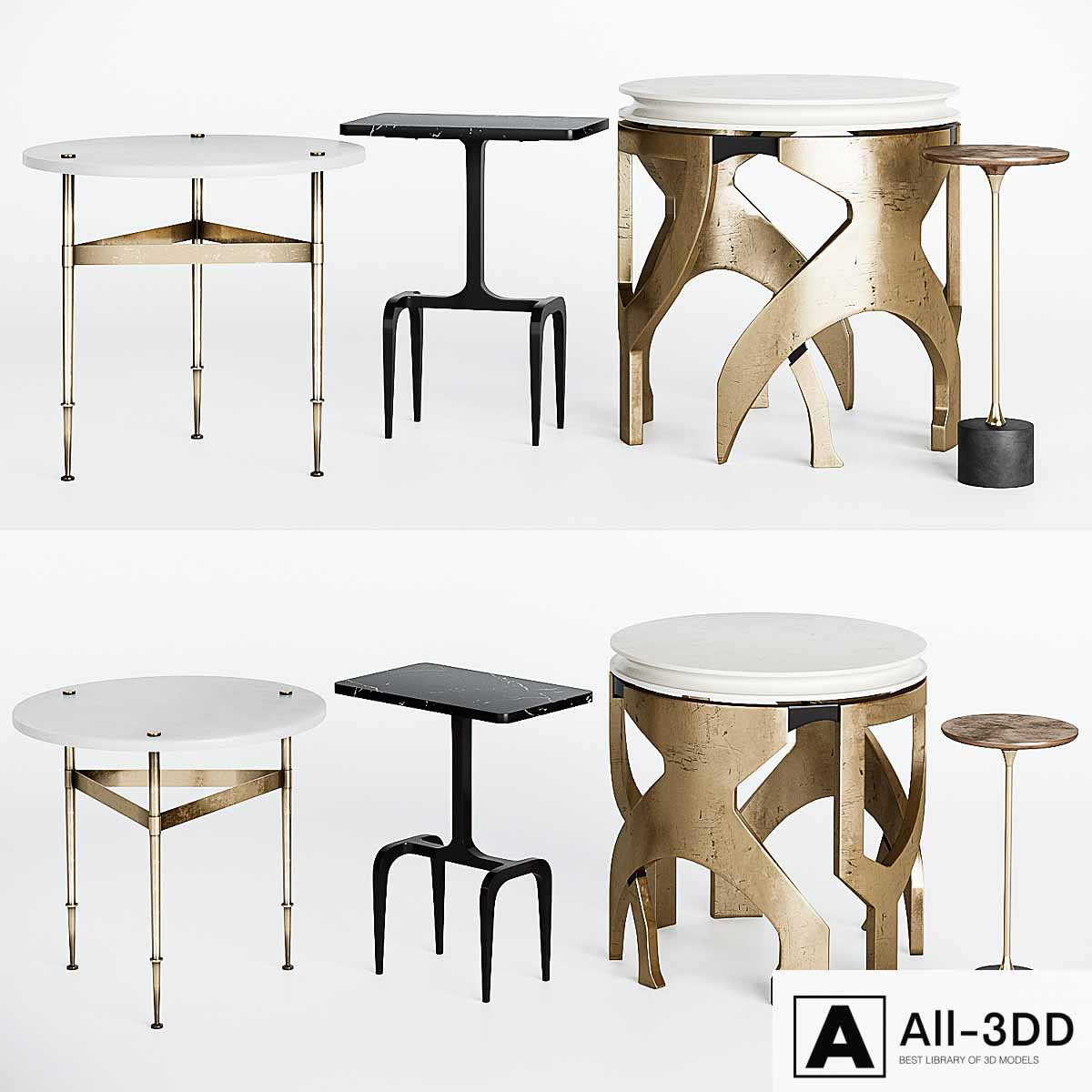 Side tables and accent tables set modern interior 3D model Side tables and accent tables set