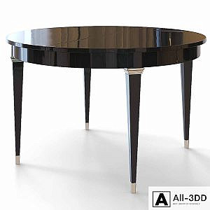 Round dining table in art deco style.
