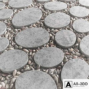 Tile square oval pebble n1 / Square oval slabs with pebbles