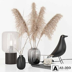 Black decorative set with pampas