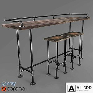 Bar table made with iron pipes