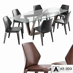 Dining set natuzzi frida chair C014 hex table E015