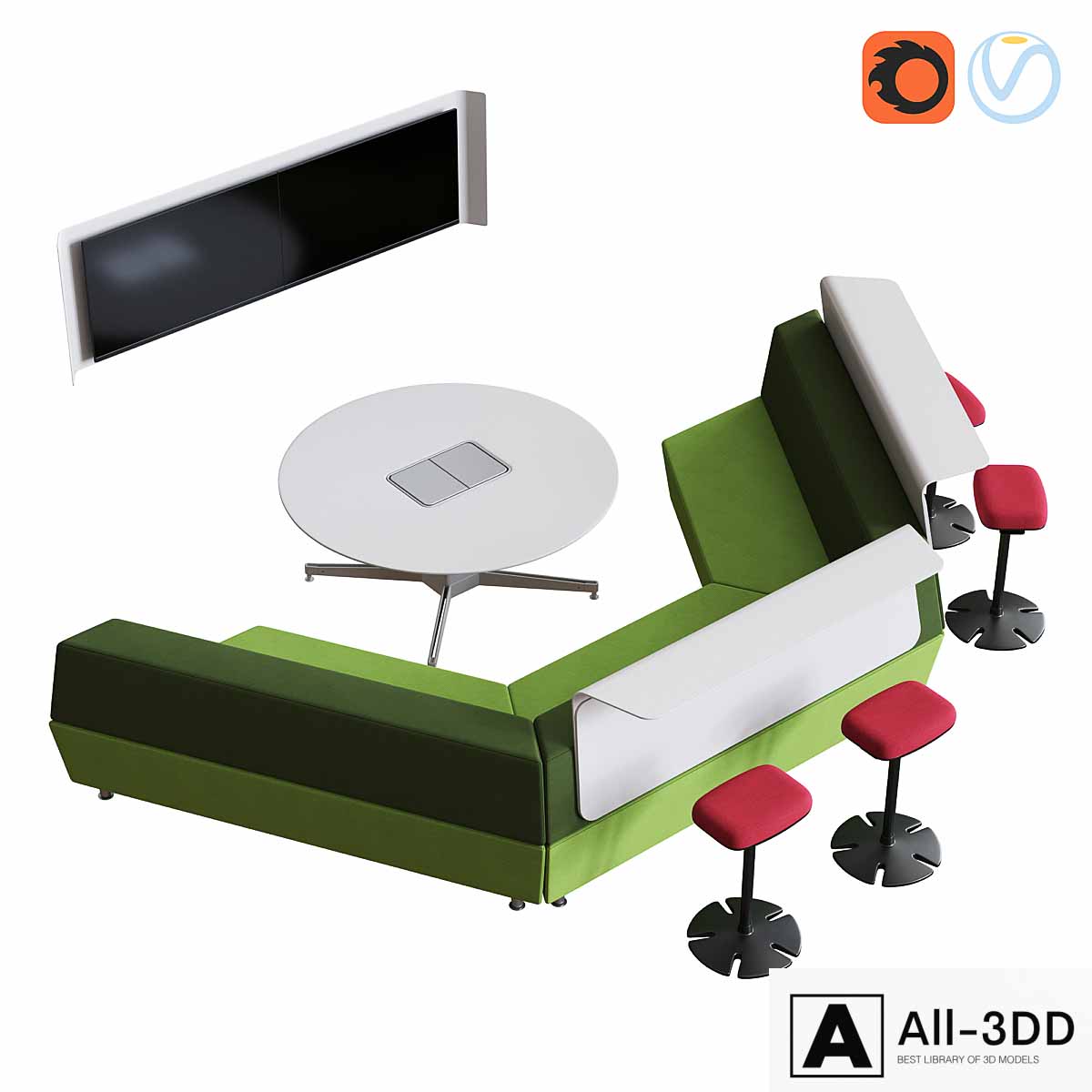 Steelcase - Media: Scape Theater modern interior 3D model Steelcase - Media: Scape Theater