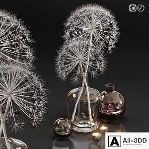 Decor set 13 Heracleum plant white