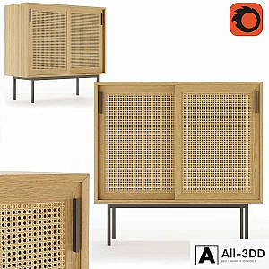 WASKA wardrobe with 2 sliding doors with wicker stakes (LA REDOUTE INTERIEURS)