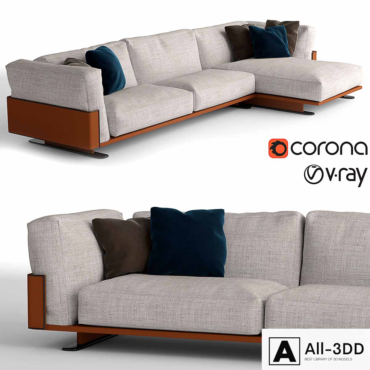 Longhi Ritual chaise lounge sofa modern interior 3D model Longhi Ritual chaise lounge sofa