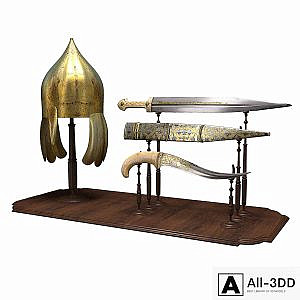 antic dagger and helmet