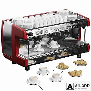 Casadio Undici A3 coffee machine with croissants