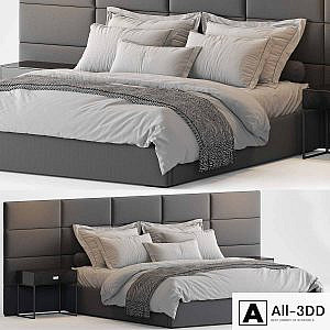 RH Modena Extended Panel Rectangular Channel Fabric Platform Bed