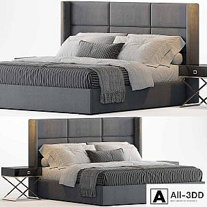 RH Modena Rectangular Channel Shelter Fabric Platform Bed